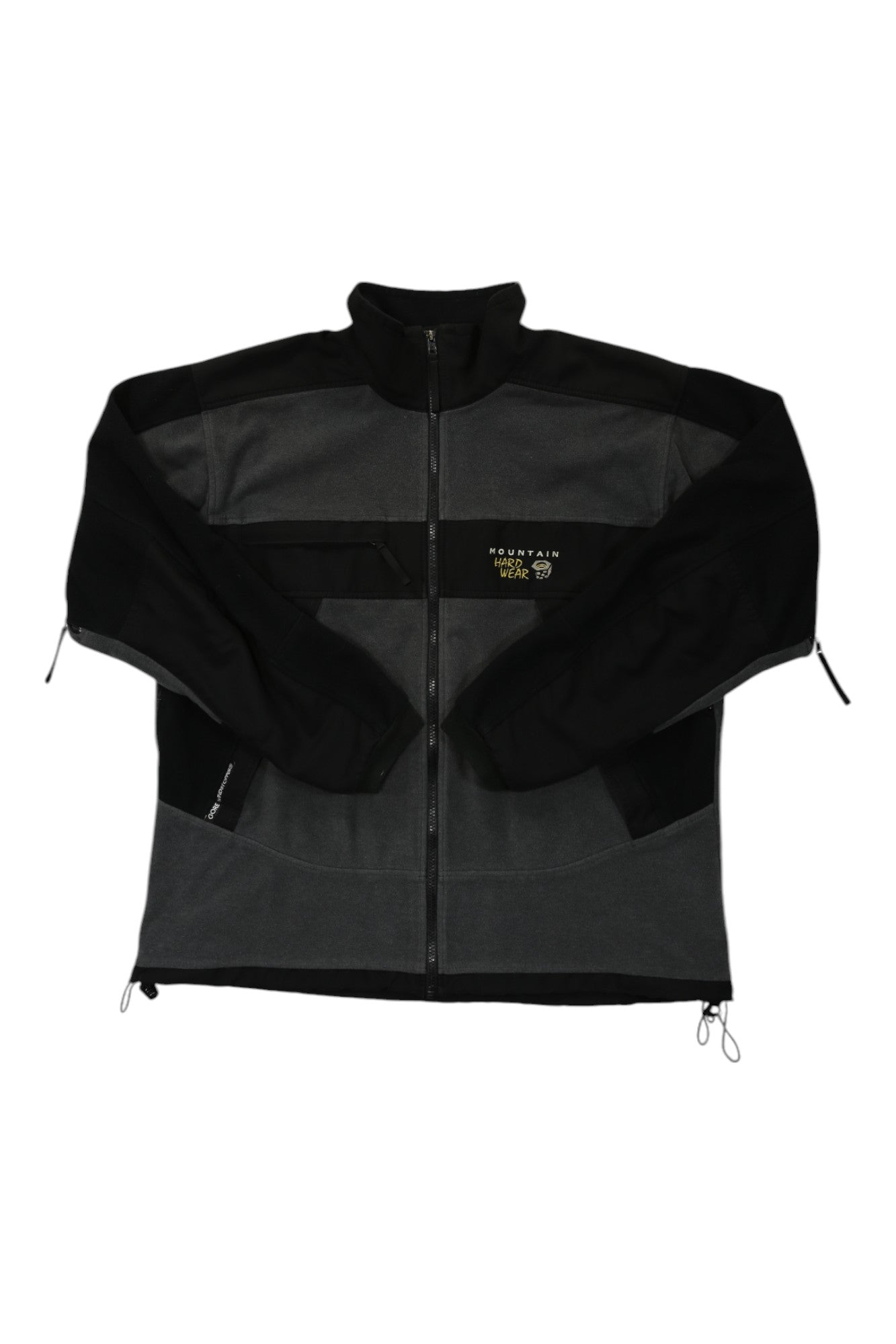 Windstopper fleece jacket, black and dark gray, full-zip, stand collar, elastic hem tabs