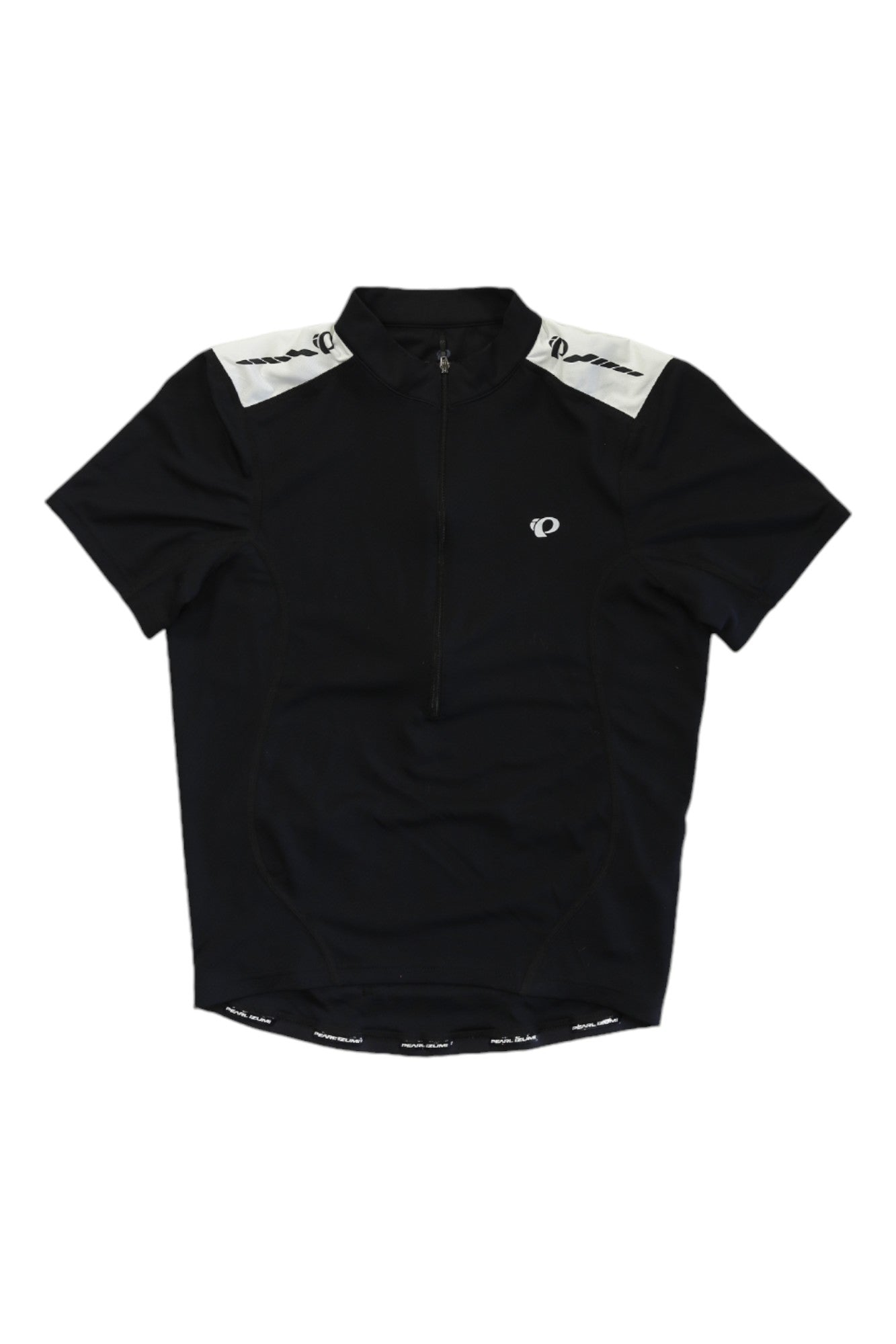 Men's Pearl Izumi Quest cycling jersey, short-sleeve black with front zipper and logo
