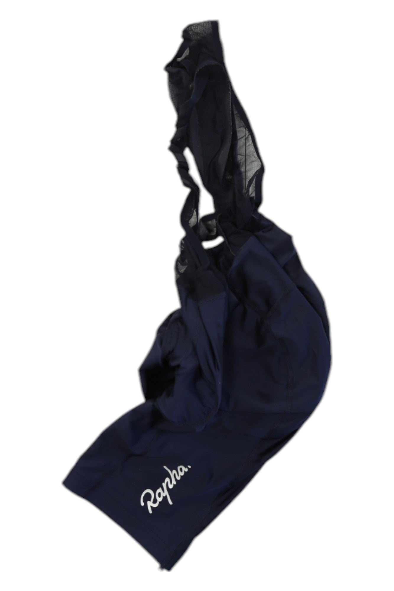 Rapha men's flyweight bib shorts, navy blue, logo on leg