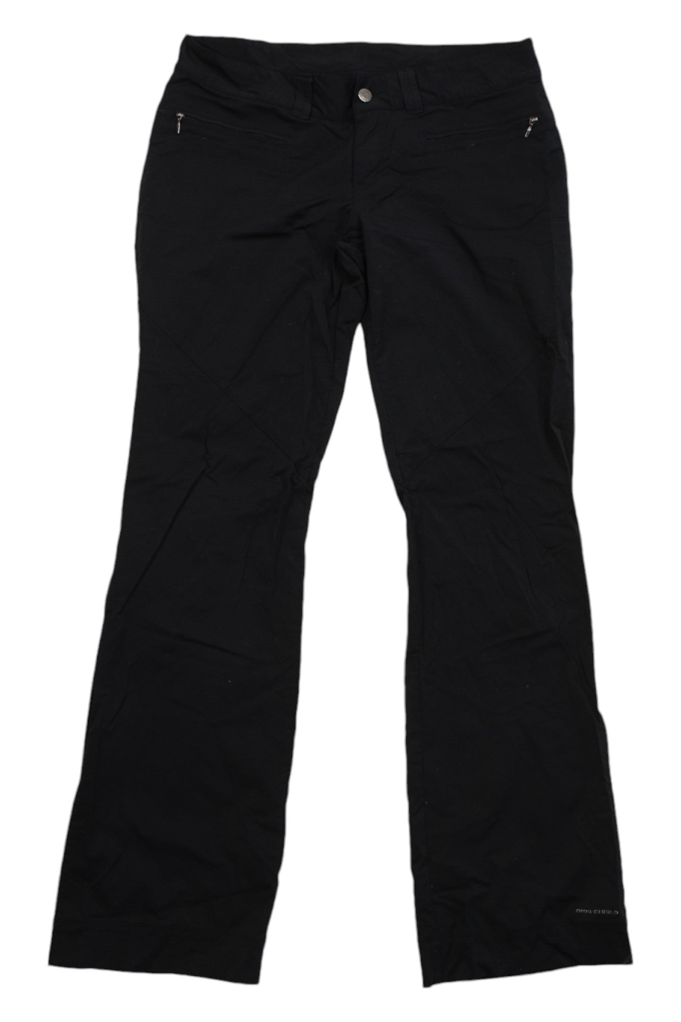 Women's Columbia Mumbai Mover III black pants, back view with zip pockets and straight legs