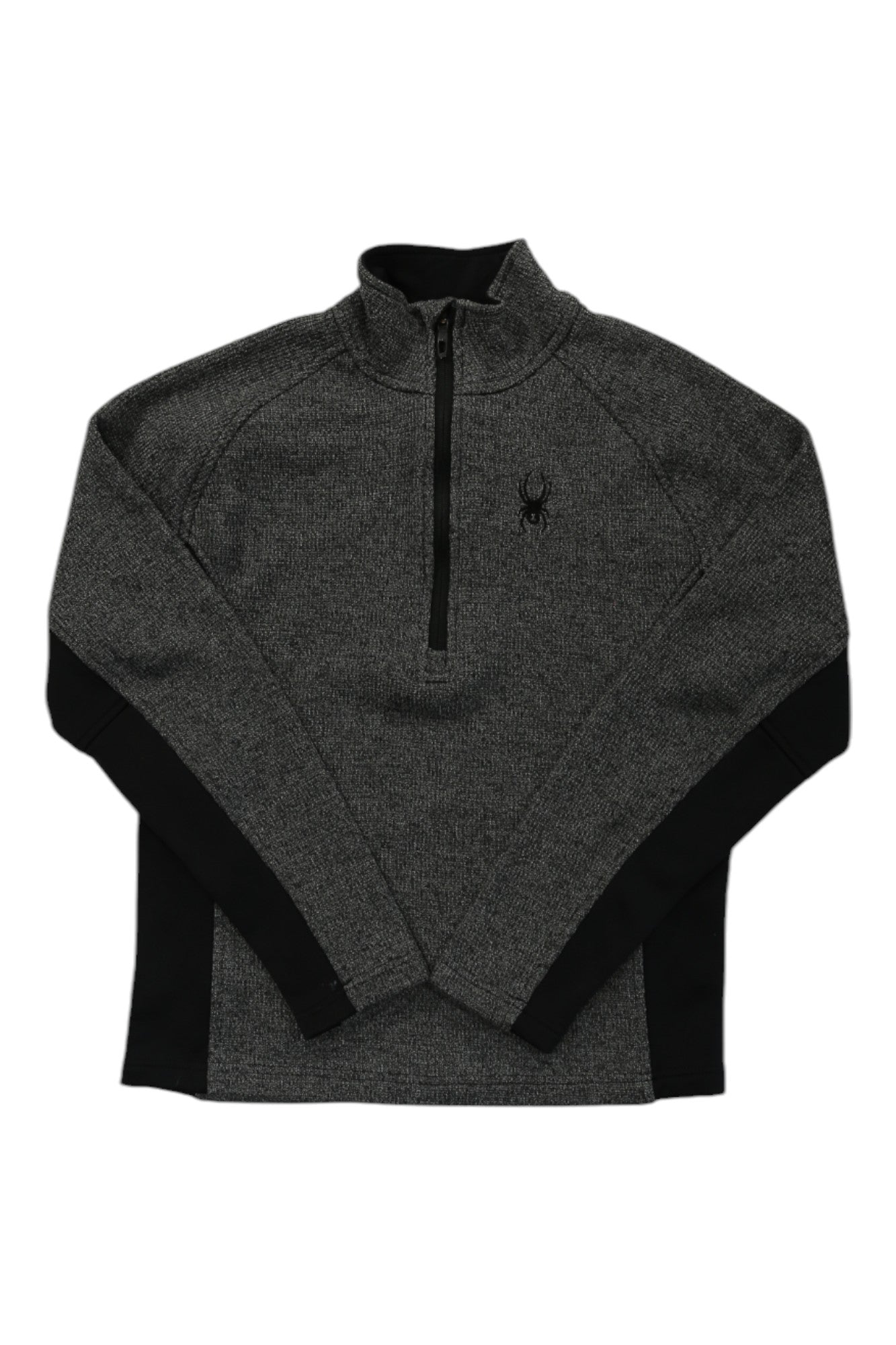 Grey jumper jacket with quarter-zip collar and long sleeves