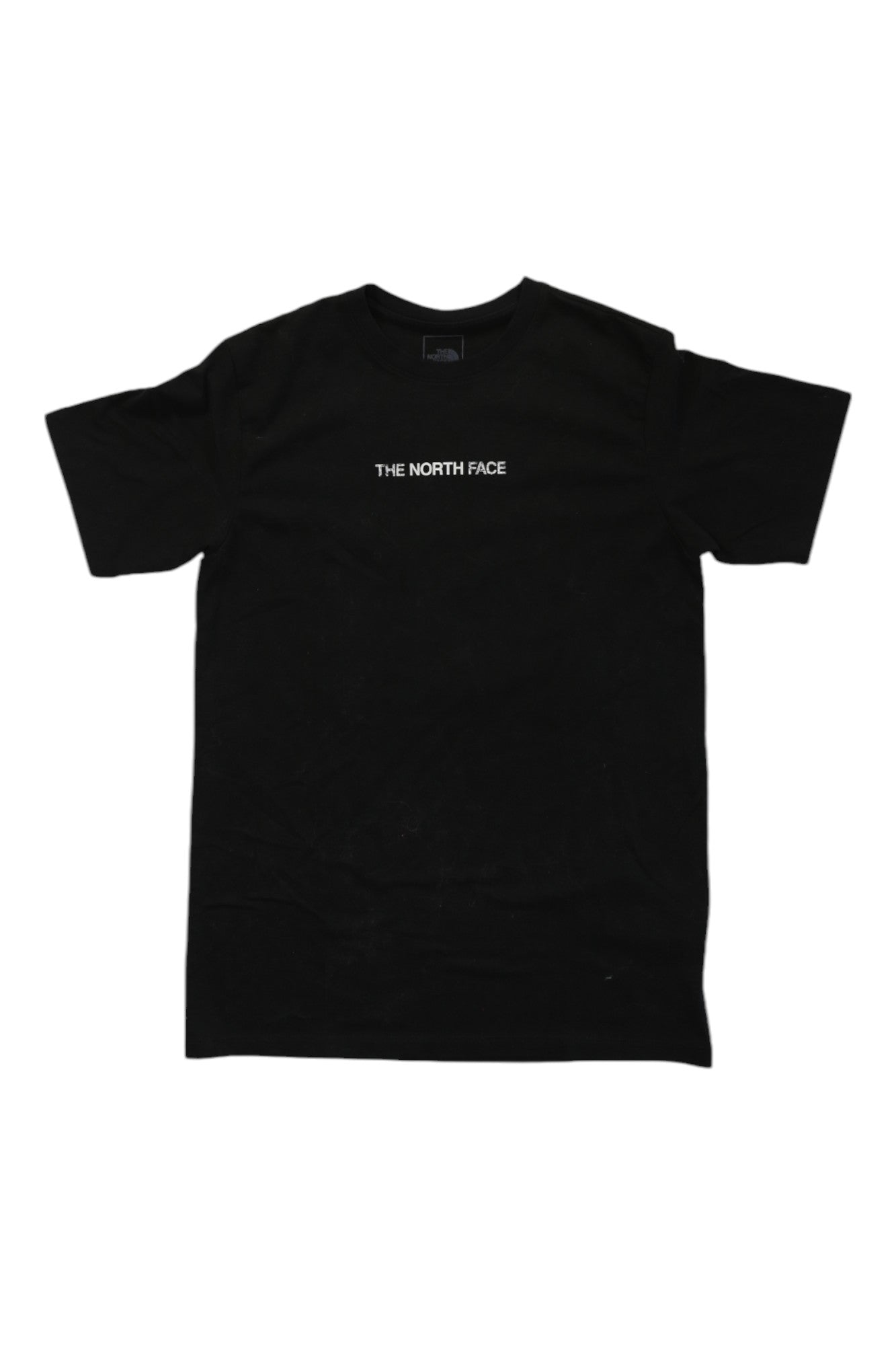 The North Face Mens Polyester T Shirt is a plain black short-sleeve tee with the brand’s logo in small white letters on the chest and moisture-managing FlashDry technology for all-day comfort.
