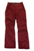 Women's insulated snow pants in burgundy, full-length with front closure and belt loops