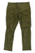 A pair of Kuhl Men's Revolvr Rogue Pants in olive green, lightweight with five pockets and UPF 50+ sun protection, slightly wrinkled, laid flat on a white background.