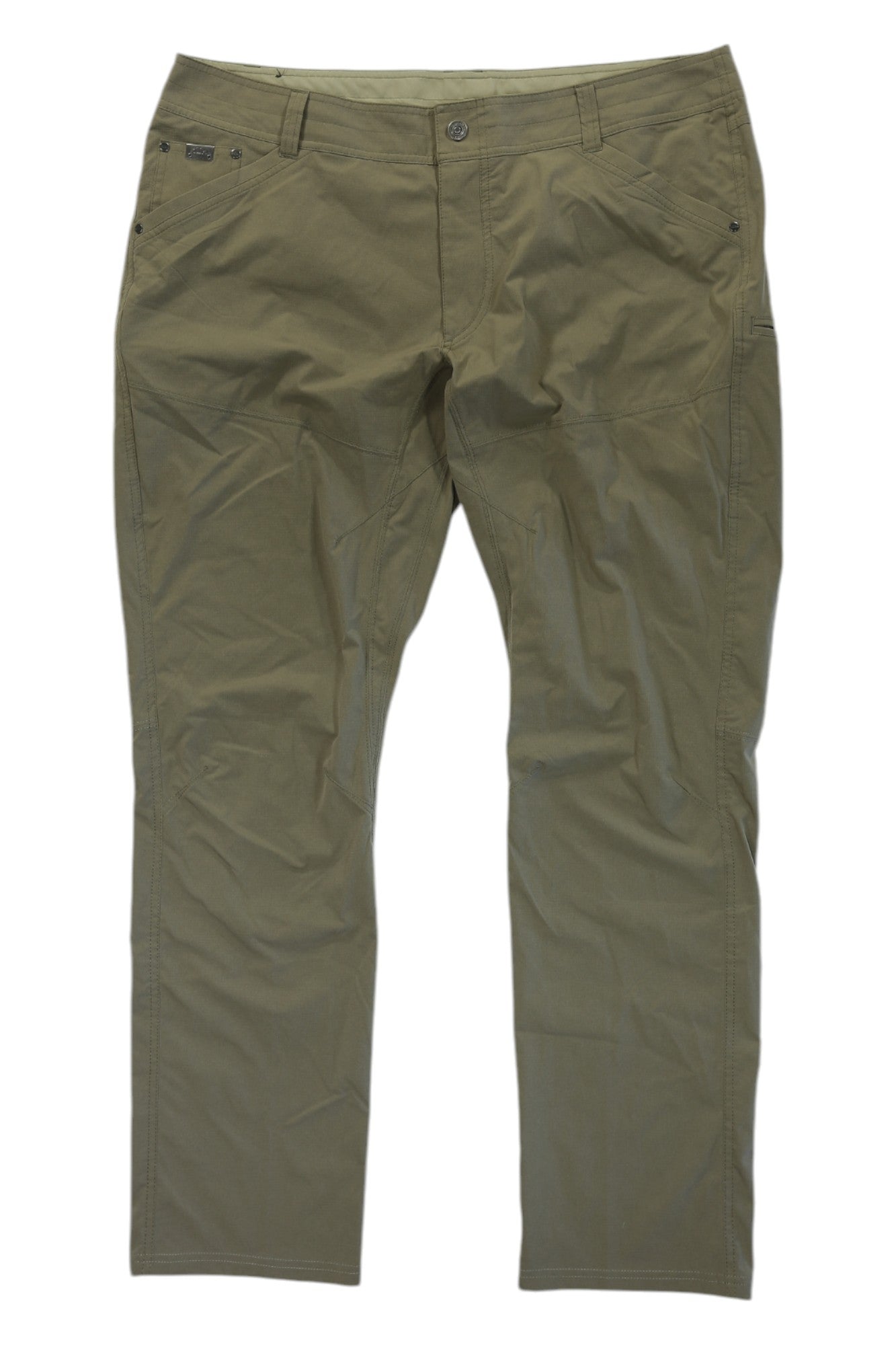 The Silencr Rogue Pants are khaki-colored, straight-leg pants featuring front and back pockets, shown laid flat on a white background.