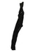 Rapha Men’s Pro Team Winter Tights with Pad II in black, featuring shoulder straps and shown hanging against a white background. The signature RAPHA branding is printed vertically on the upper leg, showcasing the distinctive style of Rapha.