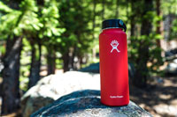 red reusable water bottle