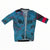 Short-sleeve aero jersey, teal with pink accents and full front zipper.