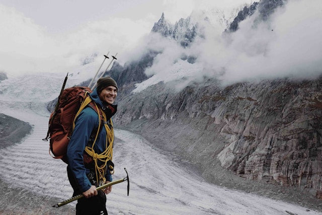 rock climber next to mountain