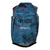 Blue cycling gilet with red geometric lines and large front graphic