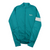 Teal men’s long-sleeve cycling jersey, full-zip with white sleeve stripe and chest logo
