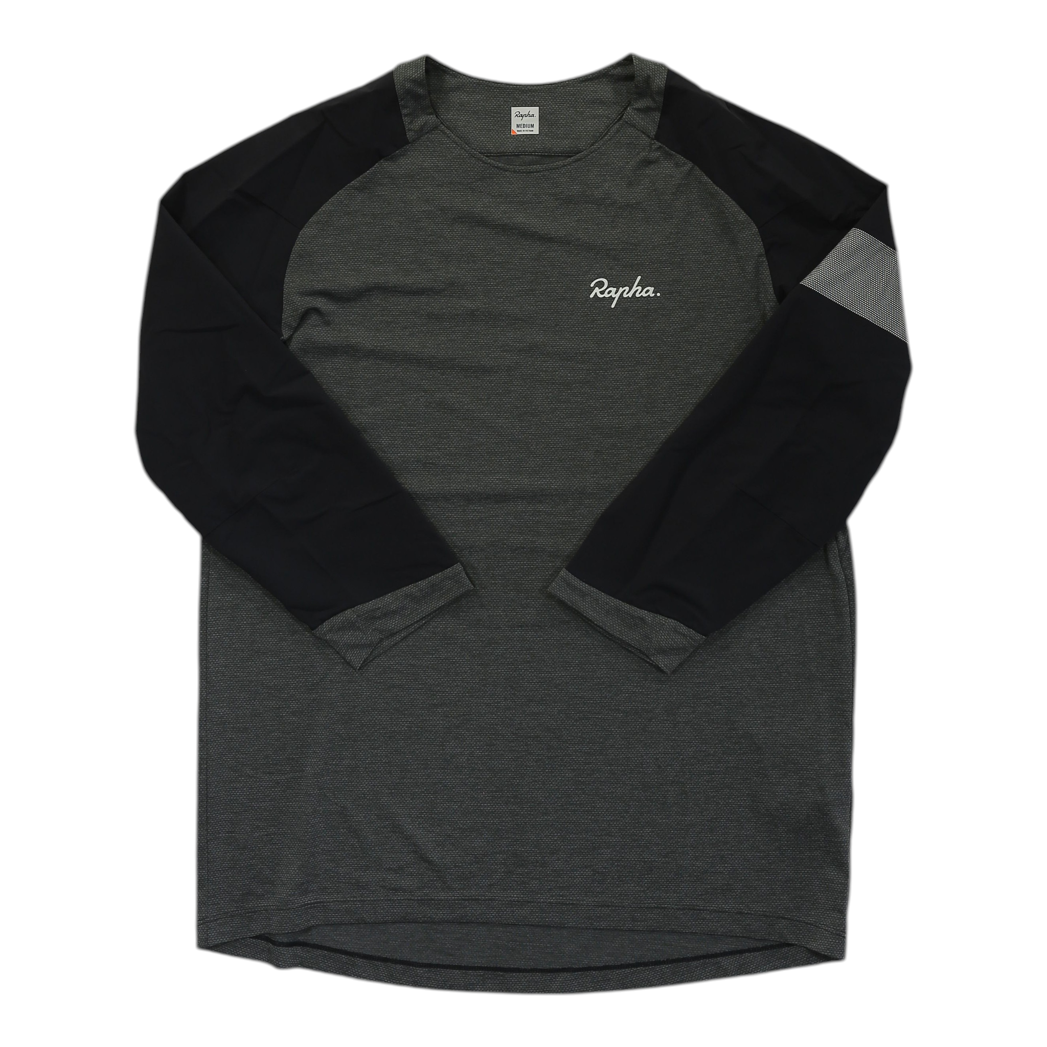Men's trail 3/4 sleeve jersey, dark gray body with black raglan sleeves