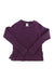 The North Face Womens Chabot LS Crew Top is a purple, long-sleeve cotton thermal knit pullover with raglan sleeves and ribbed cuffs, shown laid flat on a white background.