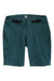 The Mens Trail Fast & Light Shorts are teal, knee-length with zippered side pockets, two black adjustable waistband buckles, and a front button and zipper closure. These breathable hiking shorts are designed for comfort on the trail.