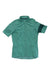 A teal Rapha Womens Classic Flyweight Jersey with short sleeves, front zipper, and a dark green left sleeve stripe is laid flat on a white background—an ideal lightweight cycling jersey for women.