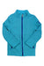 The Spyder Girls Winter Warm Knit Fleece Jacket is a light blue outdoor jacket with long sleeves, blue trim on the zipper and pockets, plus a small upper left sleeve logo—ideal for keeping warm on chilly days.