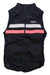 The Rapha Womens Brevet Insulated Gilet is a sleeveless black cycling vest with Polartec Alpha insulation, a high collar, front zipper, white and pink stripes across the chest, and the Rapha logo on the left side.