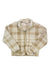 The Kids The North Face Girls Campshire Cardigan Full Zipper Jacket is a beige and cream plaid fleece with long sleeves, two front pockets, and the logo on the lower left—ideal as a cozy outdoor jacket for girls.