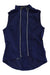 The Rapha Classic Gilet is a navy blue, sleeveless vest with a high collar, white front piping, and an extended back hem. Made from lightweight, durable fabric, it's ideal for athletic activities or outdoor adventures.