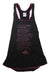 The North Face Womens Cant Stop Tank Top is a black racerback tank for women with pink trim and "CANT STOP WONT STOP NEVER STOP." printed in bold pink letters—an ideal motivational workout top.