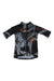 The Kinetic Race Jersey is a short-sleeve cycling top with a black and gray geometric design, orange accents, front zipper, and high collar.