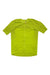 A Rapha Mens Pro Team Crit Jersey in bright yellow-green with short sleeves, front zipper, and textured shoulder panels is laid flat on a white background.