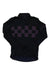The Rapha Check Classic Long Sleeve Jersey is a black zip-up featuring two rows of purple checkerboard squares across the chest.