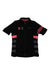The Rapha Womens Classic Flyweight Jersey is a black, lightweight cycling jersey for women with pink and grey stripes on the sleeves and sides, RCC lettering on the left chest, and a front zipper.