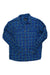 The Prana Men's Button Up Long Sleeve Plaid Top, featuring blue and green plaid and two chest pockets, is displayed flat on a white background.