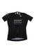 The Sportful Womens Diva Short Sleeve Jersey in black features colorful horizontal stripes and checkered patterns on the chest and sleeves, shown flat on a white background—ideal for summer cycling.