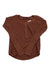 Brown Prana Womens Milani Henley long sleeve top made from organic cotton waffle knit with a round neckline and partial button placket, shown laid flat on a white background.