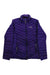 The Women's Nitrous Down Jacket in purple features 800-fill down, a front zipper, two zippered side pockets, and a stand-up collar. "Half Full" is printed on the left chest. The jacket is laid flat on a white background.
