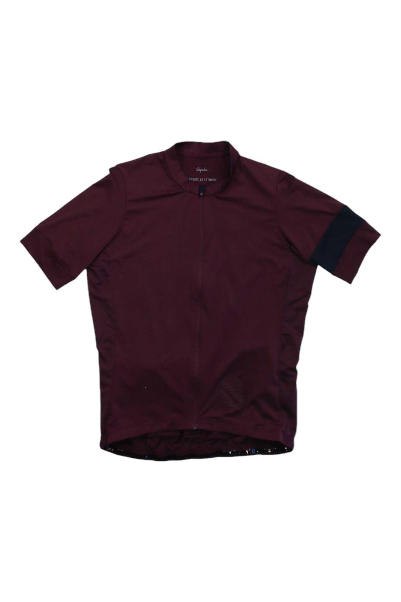 The Pro Team Training Jersey II is a lightweight short-sleeve maroon cycling jersey with a black left sleeve stripe, front zipper, and high collar, shown laid flat on a white background.