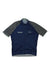 The Mens Prestige Jersey is a short-sleeve cycling jersey in navy blue with dark gray polka-dot sleeves, a front zipper, and PRESTIGE and Rapha on the chest.
