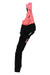 The Rapha RCC Souplesse Winter Tight is a pair of black fleece cycling tights with pink shoulder straps and a pink logo on the leg, shown on a white background.
