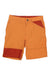 Abrasion-resistant and stylish, the Outdoor Research Womens Quarry Shorts feature knee-length orange fabric, red accents on one pocket and lower legs, a button-zip closure, and belt loops—ideal for any adventure.