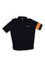 The Rapha Mens Classic Flyweight Jersey is a short-sleeved black cycling top with a front zipper, orange detail on the left sleeve, and "Rapha" in orange on the left chest—designed for top cycling performance.