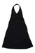 The Patagonia Women’s Morning Glory Dress is a sleeveless black halter-neck athletic dress with a fitted bodice and flared skirt, shown laid flat on a white background.