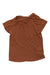 The Prana Womens Foundation Slouch Top is a loose, short-sleeve Tencel modal t-shirt in rusty brown with a soft feel, relaxed fit, and simple round neckline, shown laid flat on a white background for effortless comfort.