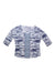 The Prana Womens Aleah Top is a white three-quarter sleeve shirt with navy horizontal brushstroke stripes and a blue plaid panel running vertically down the center front.