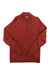 The Mens Kiva Ridge Half Zip Sweater is a lightweight, rust-colored Merino pullover with a half zip collar, shown laid flat on a white background.