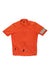 The Mens Pro Team Climbers Jersey in bright orange features lightweight, breathable fabric, short sleeves, a full front zipper, and a reflective silver left sleeve stripe, shown laid flat on a white background.