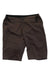 The SPECIALIZED WOMENS TRAIL SHORT WITH LINER is a dark brown, knee-length women's short featuring a button closure, front pockets, and belt loops, shown on a plain white background.