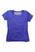 The Womens Fleet T-Shirt is a solid purple, short-sleeve v-neck athletic shirt with light seam accents and moisture-wicking fabric, shown on a white background.