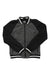 Women's bomber jacket, black/grey two-tone, stand collar and full zip