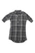 The PRANA WOMENS DERYN DRESS, made from organic cotton, pairs perfectly with a gray and black plaid short-sleeve button-up shirt for an effortless and versatile women's outdoor look.