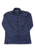 The ORVIS Horseshoe Hills Quarter-Zip is a navy blue, long-sleeve jacket with ribbed collar, cuffs, and hem, made from recycled polyester. It features the brand name near the bottom and is shown flat on a white background.