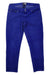 Women's Valencia Pants in blue denim are displayed flat on a white background, highlighting their 5-pocket style, front pockets, waistband, and button closure in stretch cotton-blend fabric for comfort.