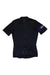 The Rapha Womens Pro Team Flyweight Jersey is a lightweight black short-sleeve cycling jersey with a front zipper, breathable design, blue armband, and white RAPHA text on the left sleeve.