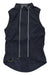 The Rapha Classic Gilet is a lightweight, durable navy cycling vest with a high collar, white vertical stripes, longer rounded back hem, front zipper, and side zip pocket—ideal for outdoor adventures.